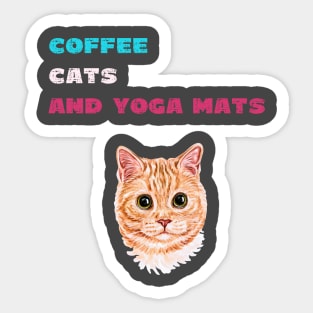 Coffee cats and yoga mats funny yoga and cat drawing Sticker